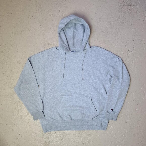'Champion' eco-blend grey distressed hoodie pullover sweatshirt men's L - Picture 1 of 4
